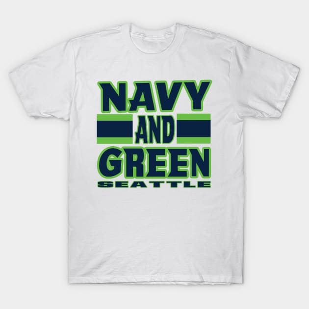 Seattle LYFE Navy and Green True Football Colors! T-Shirt by OffesniveLine